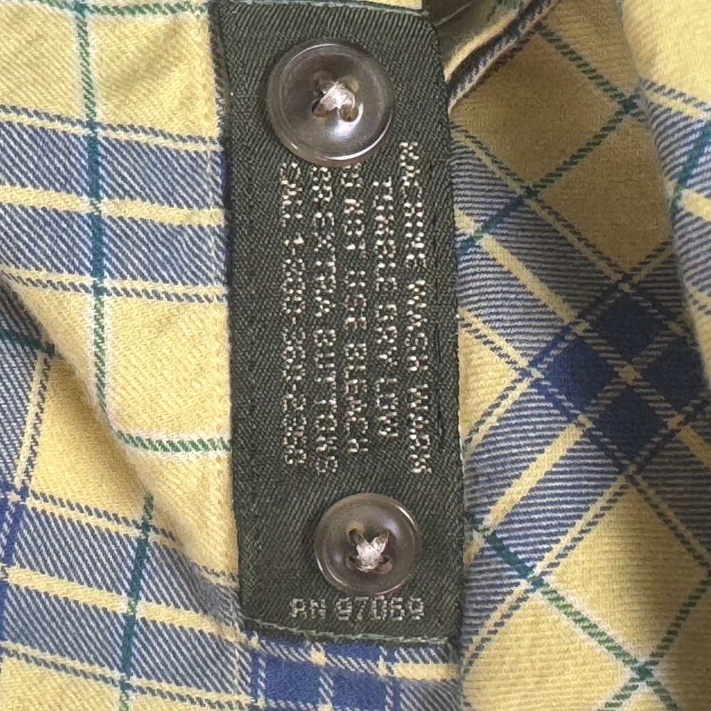 Scott Barber Plaid Shirt Mens‎ Large Yellow Blue Vintage 90s NWOT Cotton Button - Picture 4 of 7